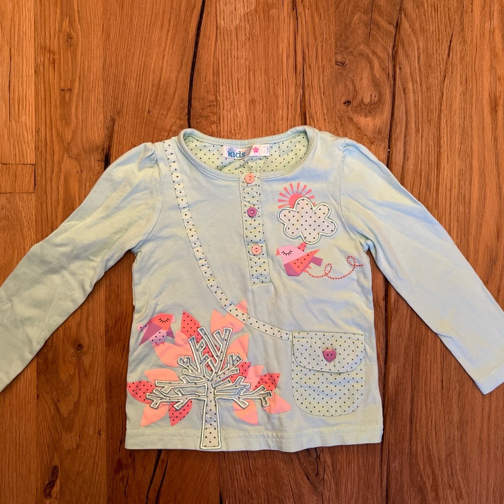 M&Co. Size 1.5-2 years. Light green 100% cotton long sleeved shirt.